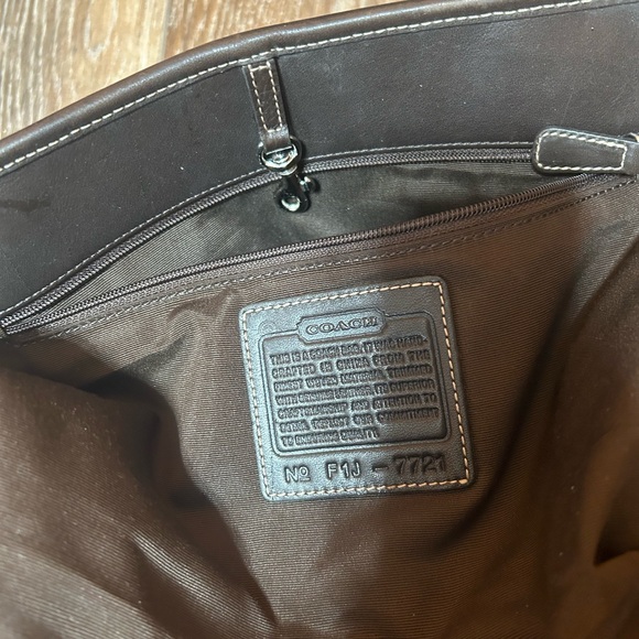 COACH 7721 Wool and Leather Large Brown Tote - Picture 3 of 4